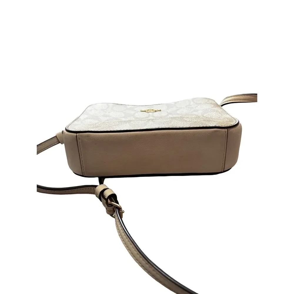 Coach Mini Camera Bag Signature Canvas Khaki Chalk Crossbody